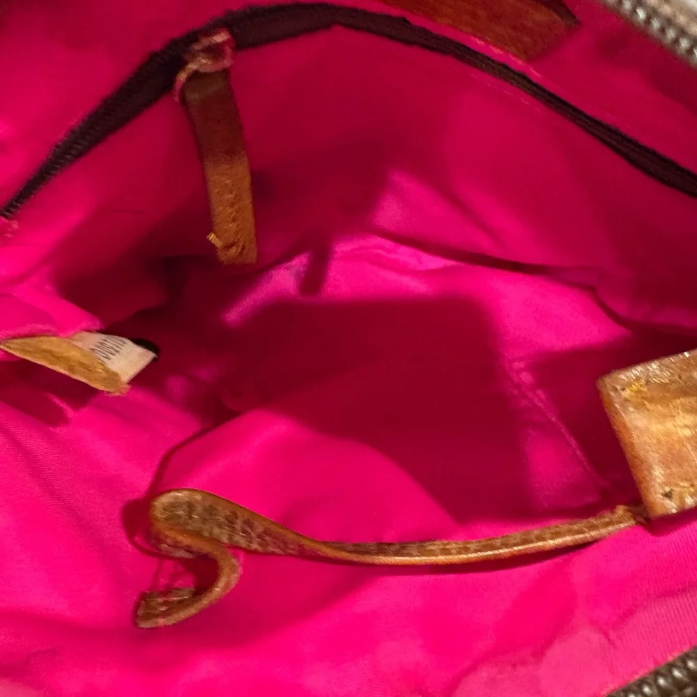 Dooney & Bourke Black Nylon Letter Carrier Crossbody Pink Lining - Picture 5 of 7